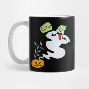 BLEH! Too much Halloween, nauseous jack-o-lantern ghost Mug